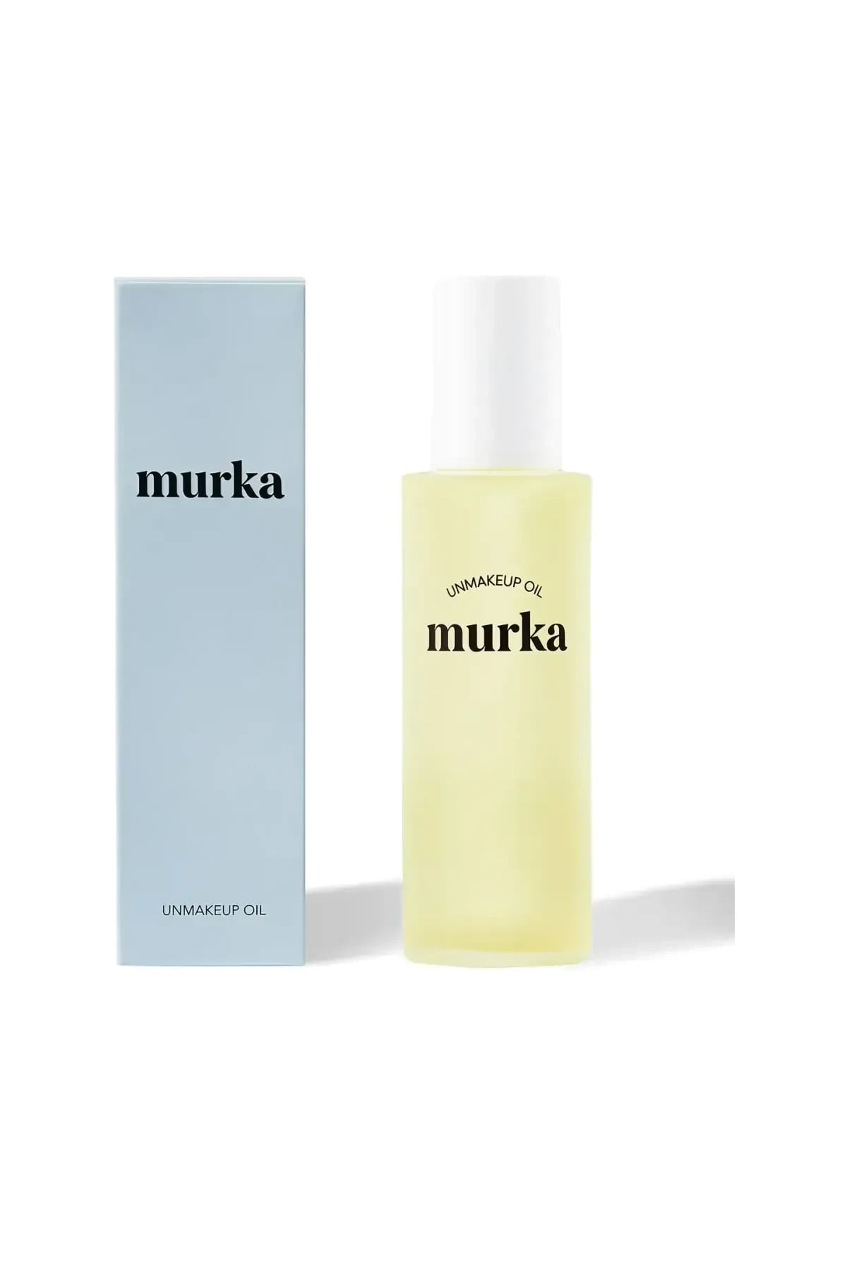 Olejek do demakijażu murka z błękitnym kartonikiem, packshot na białym tle